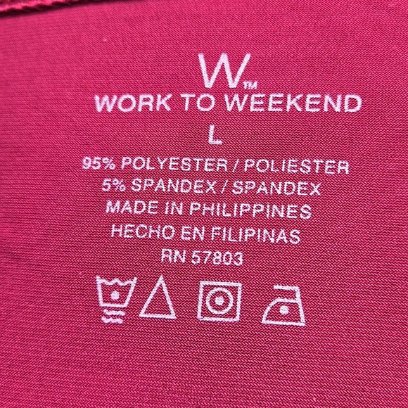 Work to Weekend dark magenta top with Ruched sides Sz L - Picture 4 of 4